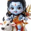 Cute Baby Shiva Nandi 3D Cartoon HD Wallpaper