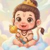 Cute Baby Hanuman Cartoon Cloud HD Wallpaper