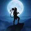 Hanuman Moonlight Silhouette Mountain HD Wallpaper
