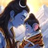 Mahadev with Baby Ganesha Divine Love HD Wallpaper