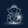 Minimal Lord Ganesha Line Art Blue Background HD Wallpaper