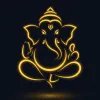 Golden Glow Lord Ganesha Minimal Dark HD Wallpaper