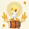Happy Baisakhi Greeting Card with Farmer and Dhol