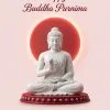 Peaceful Buddha Statue with Red Halo Spiritual Wallpaper