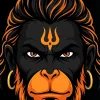Stylish Hanuman Face Art with Orange Black Theme