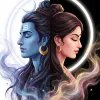 Shiv Parvati Half Face Yin Yang Divine Couple Art