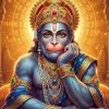 Royal Hanuman Portrait with Golden Crown Devotional Art