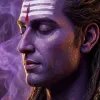 Mahadev Calm Meditation Face with Divine Purple Aura