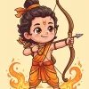 Cute Lord Ram Cartoon with Bow Devotional Art