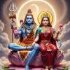 Shiv Parvati Divine Couple Lotus Aura Wallpaper