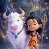 Cute Bal Shiva with Nandi 3D Divine Wallpaper