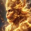 Divine Hanuman Golden Aura Fire Portrait 4K