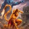 Powerful Hanuman Avatar with Lion Spirit HD Art