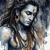 Shiva Watercolor Portrait Calm Divine Art HD