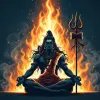 Lord Shiva Fire Meditation Powerful Mahadev Art HD