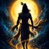 Lord Krishna Moonlight Divine Silhouette Art HD