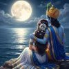 Radha Krishna Moon Night Romantic HD Wallpaper