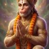 Divine Hanuman Ji Prayer Pose HD Wallpaper