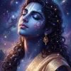Mystical Krishna Cosmic Glow HD Wallpaper