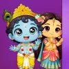 Cute Radha Krishna Cartoon HD Wallpaper