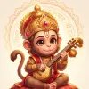 Cute Hanuman Playing Veena Wallpaper HD