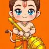 Cute Baby Hanuman With Golden Gada Wallpaper