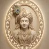 Divine Krishna Marble Relief Art Wallpaper