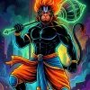 Neon Hanuman Warrior HD Wallpaper