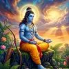 Meditating Lord Rama Divine Nature Wallpaper