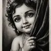 Cute Bal Krishna Pencil Art HD Wallpaper