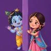 Cute Radha Krishna Cartoon Wallpaper for Mobile