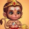 Cute Bal Hanuman with Shri Ram in His Heart