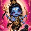 Cute Chibi Shani Dev with Crow and Trishul Art