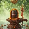 Sacred Shivling Abhishek with Trishul and Diyas