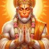 Divine Hanuman in Sacred Prayer Beneath the Radiant Sun Halo