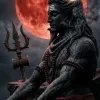 Meditative Lord Shiva Beneath the Crimson Blood Moon