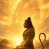 Celestial Hanuman Meditation Amid Golden Divine Light