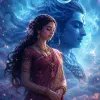 Divine Goddess Parvati with Cosmic Lord Shiva – Celestial Devotional Fantasy Art