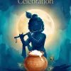 Moonlit Krishna Janmashtami Serenity – Minimal Watercolor Devotional Art