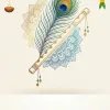 Elegant Krishna Flute & Peacock Feather Janmashtami Art
