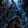 Cosmic Mahadev Under the Celestial Moon | Divine Shiva Power Art