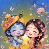Cute Radha Krishna Dancing Wallpaper – Adorable Divine Love Artwork