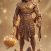 Golden Lord Hanuman Warrior Statue Wallpaper – Divine Strength and Protection