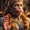 Lord Hanuman Blessing Wallpaper – Divine Bajrangbali Golden Portrait