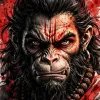 Angry Lord Hanuman Portrait Wallpaper – Fierce Bajrangbali Devotional Artwork