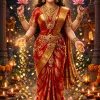 Goddess Lakshmi Showering Gold Coins Wallpaper – Divine Wealth and Prosperity