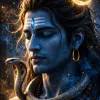 Divine Mahadev Portrait with Crescent Moon & Serpent