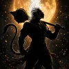 Lord Hanuman Silhouette Wallpaper HD 4K – Divine Moonlight Bajrangbali Art