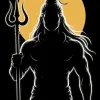 Minimal Black & Gold Mahadev Moon Art