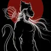 Lord Hanuman Silhouette Minimal Black & Red Bajrangbali Moon Art